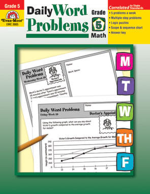 Daily Word Problems, Grade 5 Math