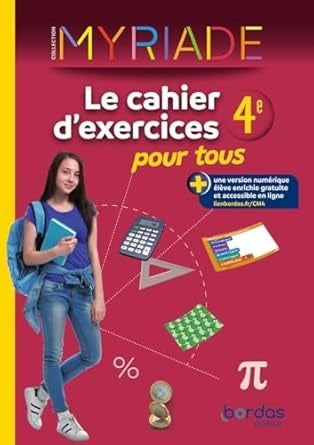 Myriade - Maths 4e - 2024 - Cahier d'exercices pour tous