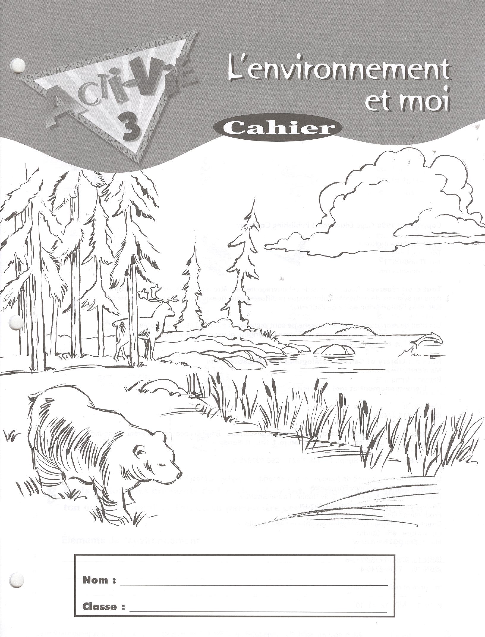 Acti-Vie 3: L'environnement et moi Workbook