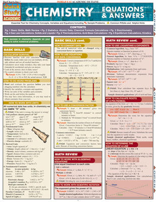 Quick Study Academic Chemistry Equations & Answers