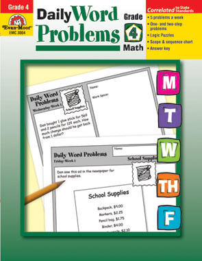 Daily Word Problems, Grade 4 Math