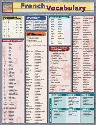 Quick Study Academic French Vocabulary