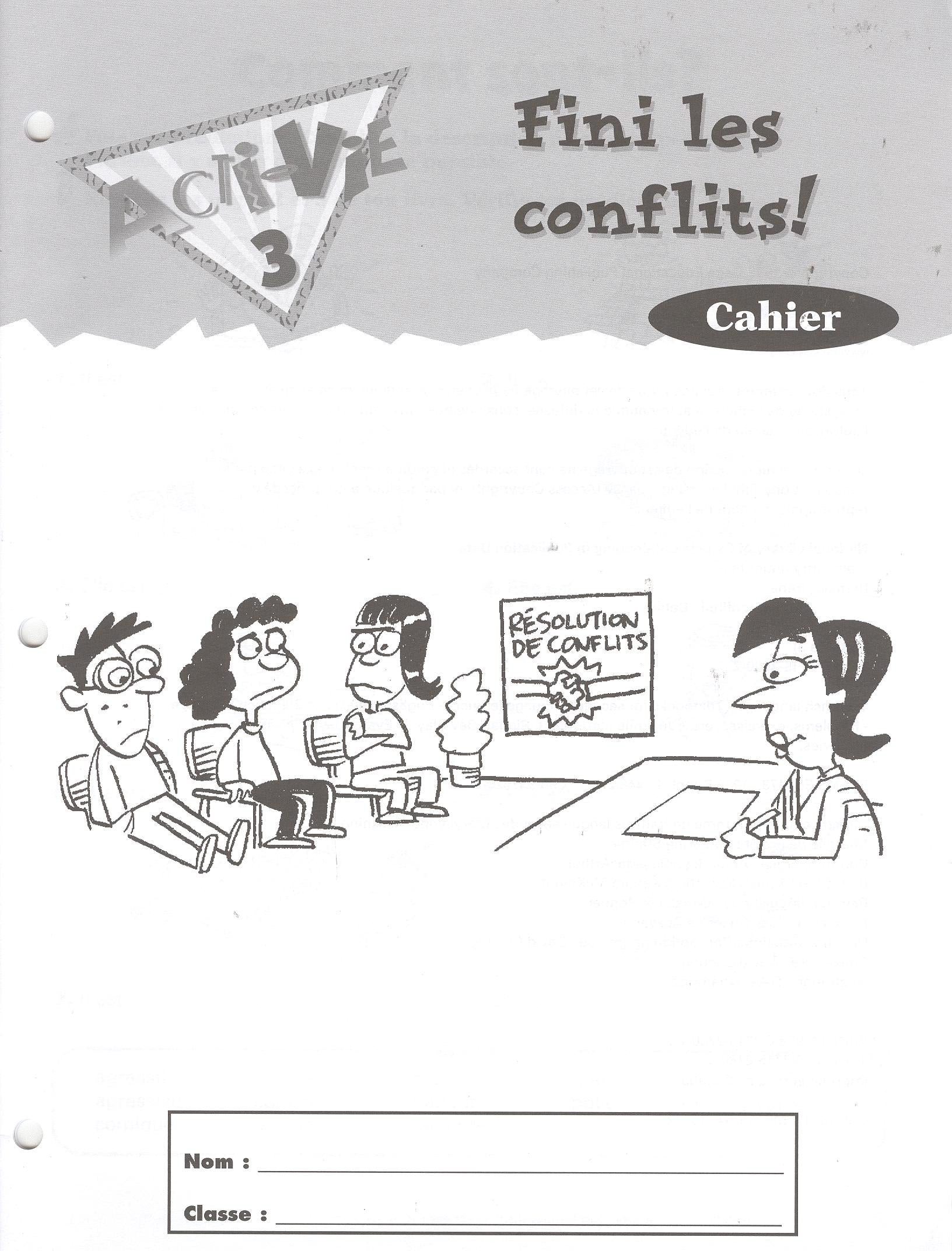 Acti-Vie 3: Fini les conflits! Cahier