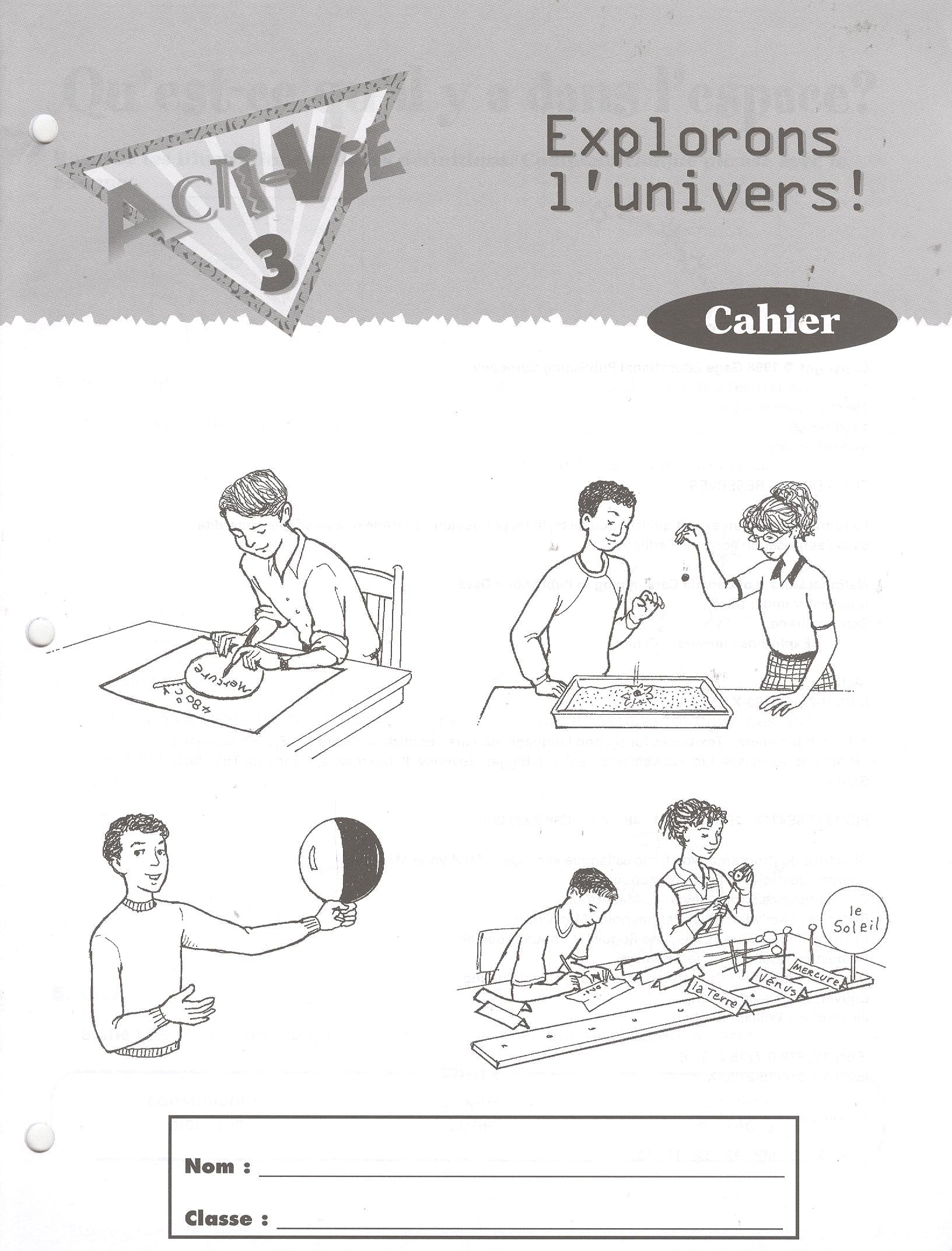 Acti-Vie 3: Explorons l'univers! Cahier
